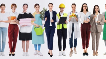 Group of women representing professionals from different occupations and industries in the Australian workforce